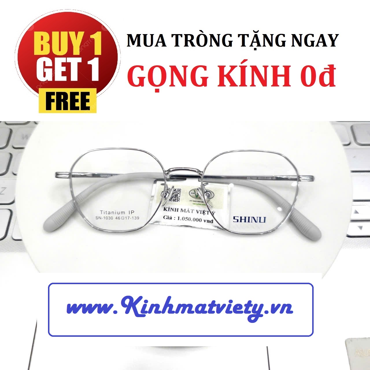 Gọng Kính SHINU chất liệu TITANIUM CHÍNH HÃNG - TẶNG GỌNG FREE