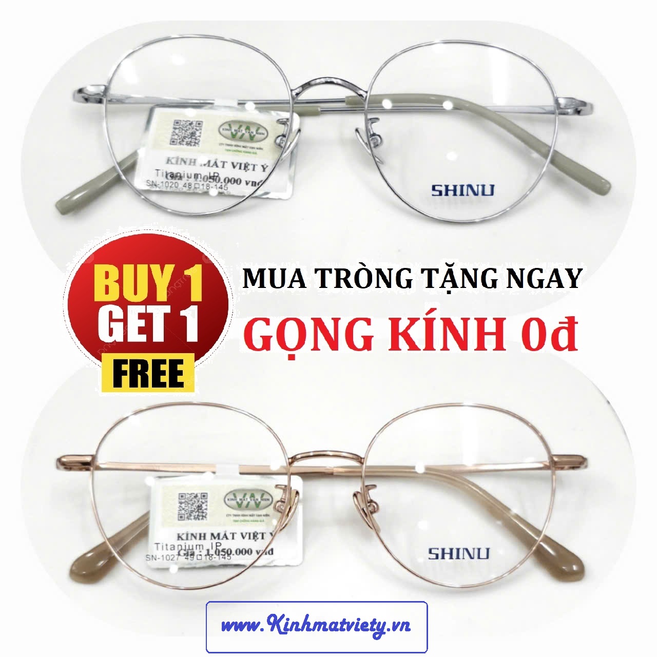 Gọng Kính SHINU chất liệu TITANIUM CHÍNH HÃNG - TẶNG GỌNG FREE