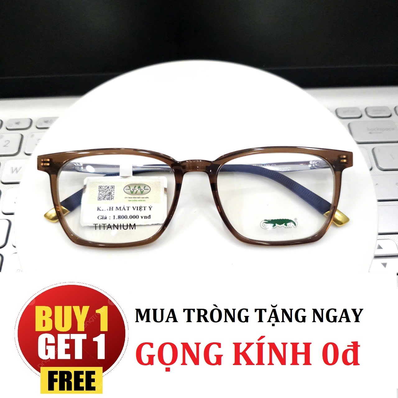 Gọng Kính TITAN dáng vuông dàng cho nam CHÍNH HÃNG - TẶNG GỌNG FREE