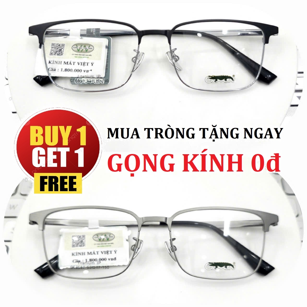 Gọng Kính CHÍNH HÃNG - TẶNG GỌNG FREE