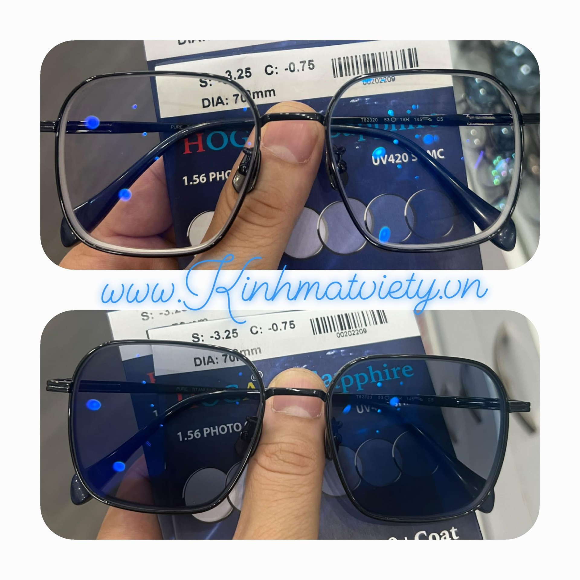 Tròng kính đổi màu ZINMY made in Singapore chiết xuất cao 1.60 màu Hổ Phách