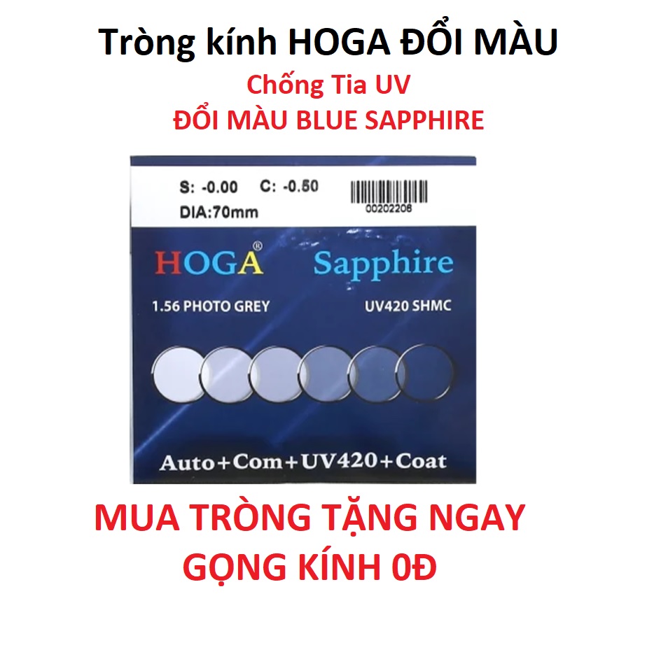 TRÒNG KÍNH ĐỔI MÀU HOGA 1.56 màu Blue Sapphire