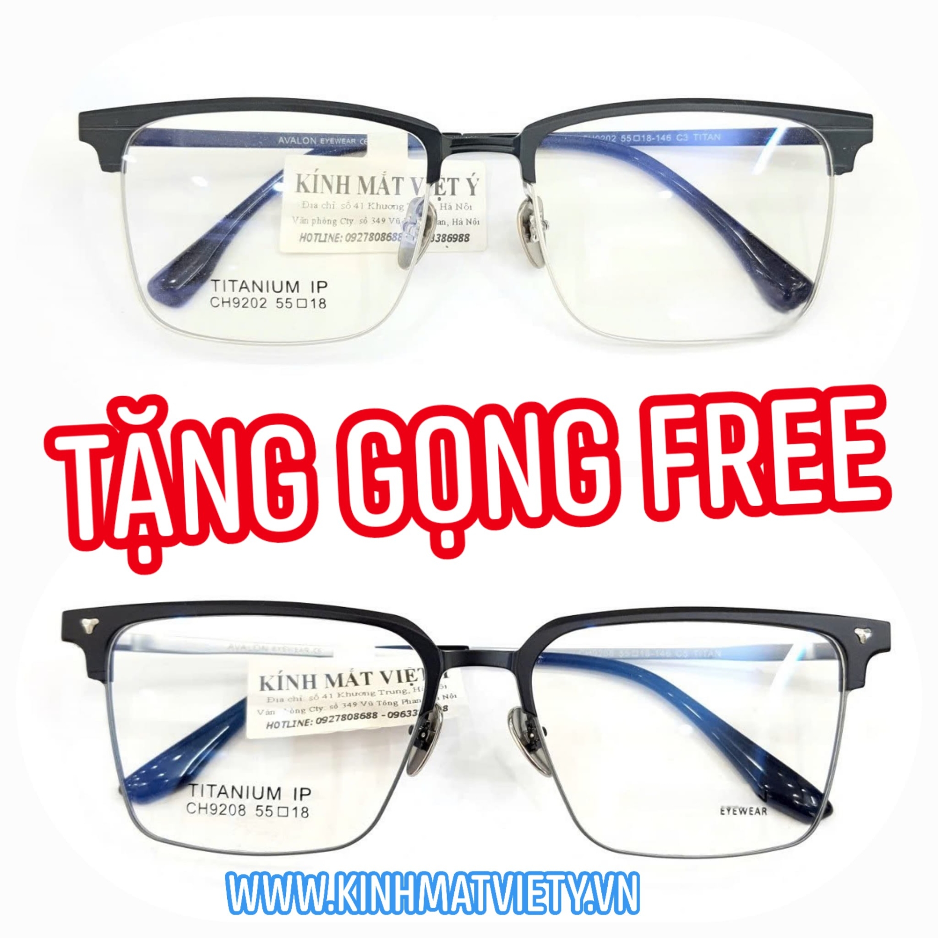 Gọng kính TITANIUM nguyên khối AVALON 92058