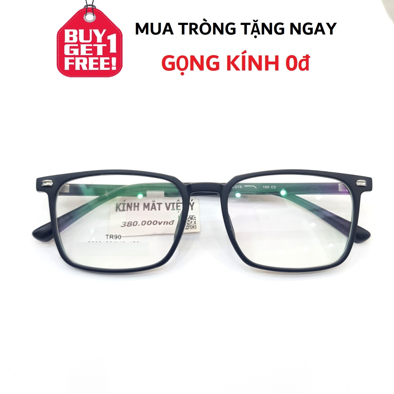 Gọng nhựa dáng vuông nhựa TR90 siêu nhẹ 0001