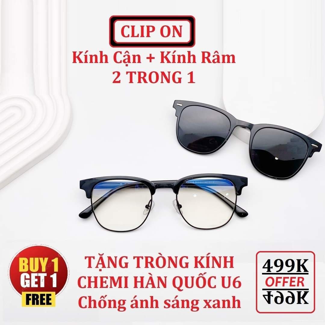 Clip On: Kính cận + Kính râm (2 trong 1) model RB