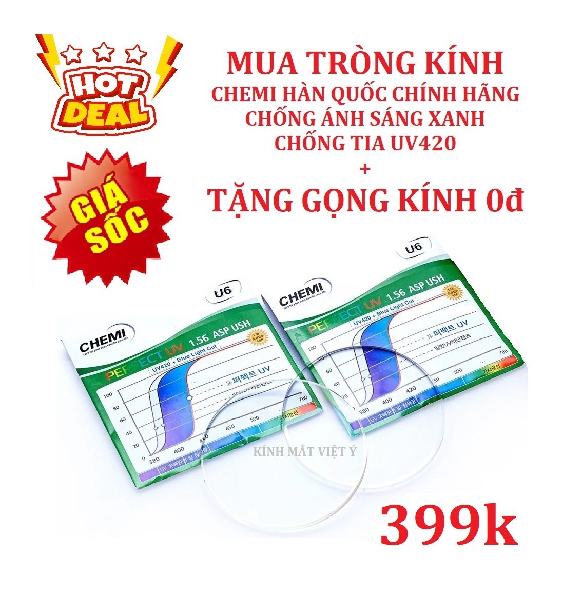 Tròng kính CHEMI Hàn Quốc U6 1.56