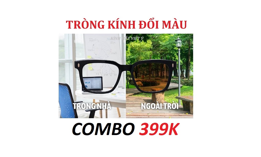 399K cả Gọng và Tròng kính ĐỔI MÀU thành KÍNH RÂM khi đi nắng.
