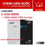 Tròng Kính Siêu Mỏng Đổi Màu Chống Ánh Sáng Xanh Chemi 1.67 ASP Photoblue Grey